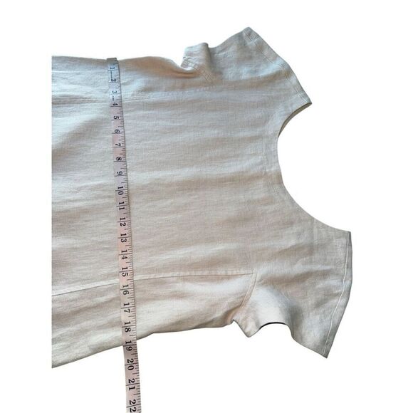 Eileen Fisher 100% Organic Linen Bateau Neck Short Sleeve Patch Pocket Shift Dre - Picture 11 of 11